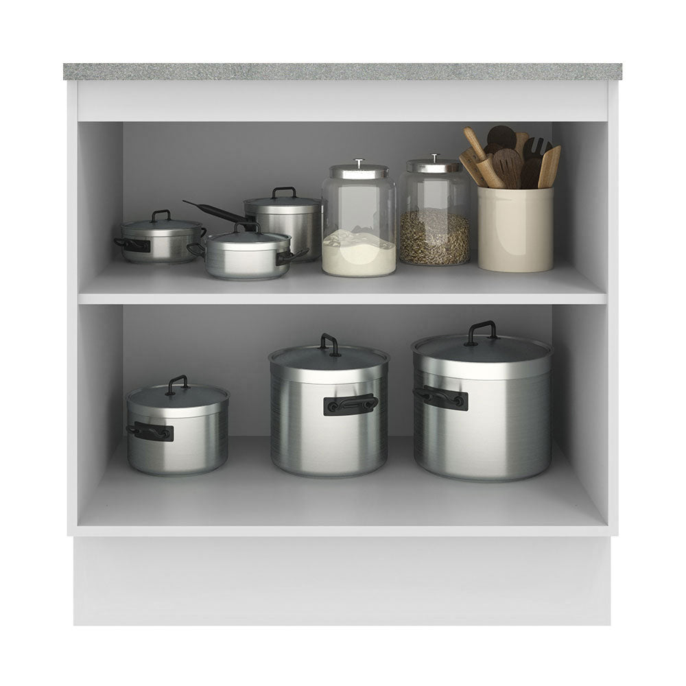 Balcão 80 x 60 cm 2 Portas (Com Tampo) Branco/Crema Agata Madesa