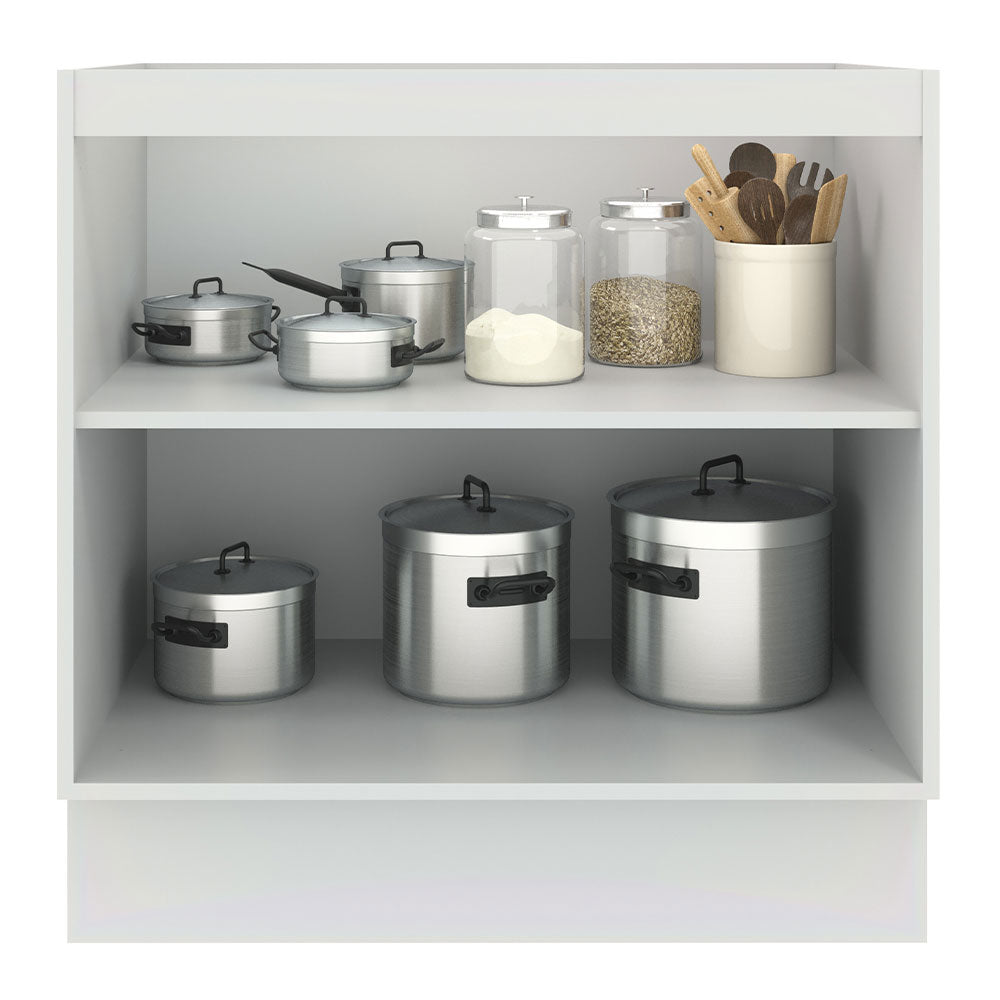 Balcão de Cozinha Madesa Agata 80 x 60 cm 2 Portas (Sem Tampo) Branco/Preto