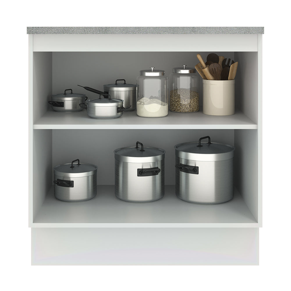 Balcão Madesa Agata 80 x 60 cm 2 Portas (Com Tampo) Branco/Preto