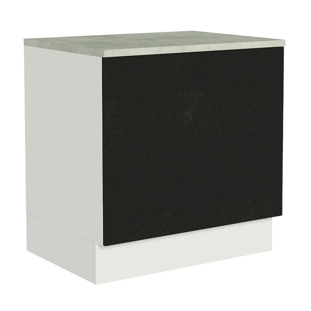Balcão para Forno de Embutir 80 x 60 cm Com Tampo Branco/Preto Agata, Glamy Madesa