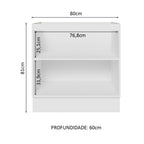 Balcão Cozinha 80 x 60 cm 2 Portas (Sem Tampo) Branco/Preto Glamy Madesa