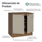 Balcão de Cozinha 80 x 60 cm 2 Portas (Com Tampo) Rustic/Crema Vik Madesa