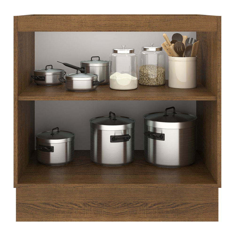 Balcão de Cozinha Madesa Agata 80 x 60 cm 2 Portas (Sem Tampo) Rustic/Preto