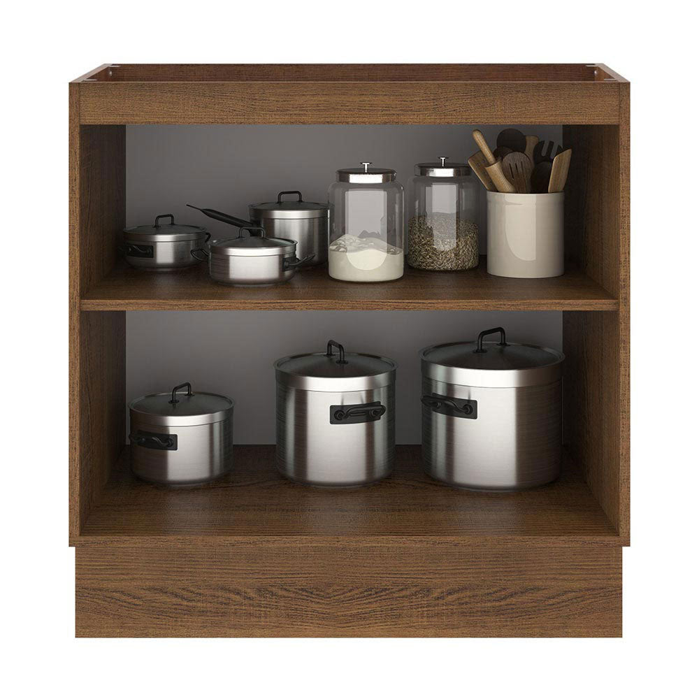 Balcão Madesa Lux 80 cm 2 Portas (Sem Tampo) Rustic/Preto