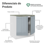 Balcão 80 x 60 cm 2 Portas (Com Tampo) Branco/Cinza Lux Madesa