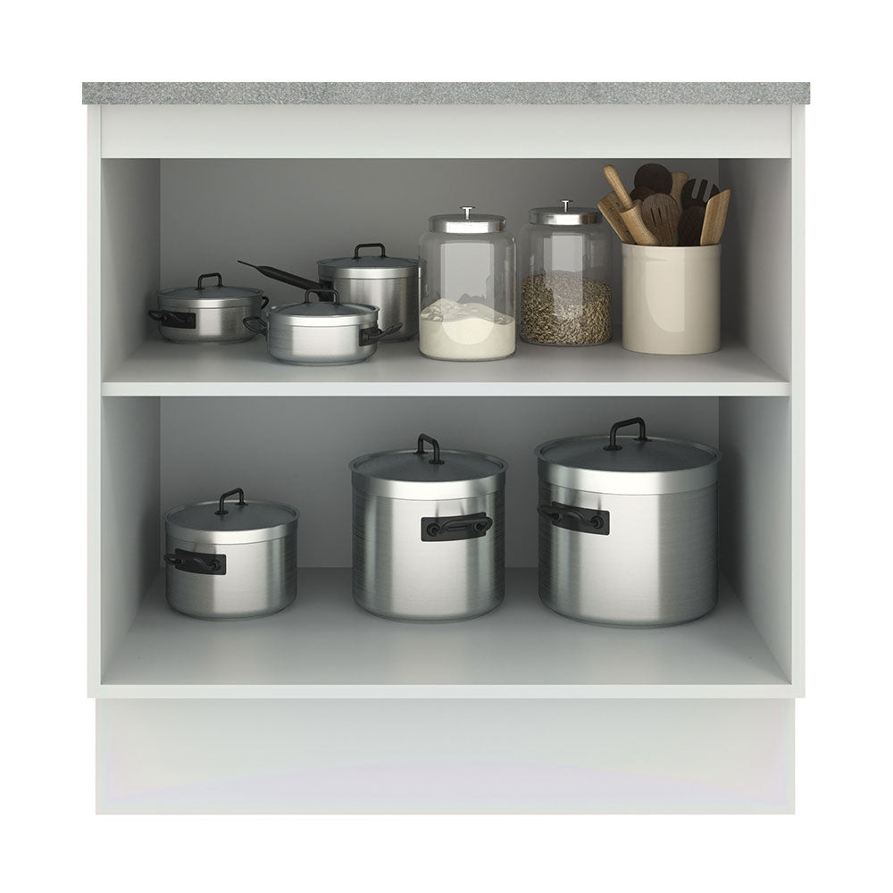 Balcão Madesa Agata 80 x 60 cm 2 Portas (Com Tampo) Branco/Cinza