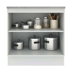 Balcão Madesa Agata 80 x 60 cm 2 Portas (Com Tampo) Branco/Cinza