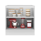 Balcão Madesa Lux 80 cm 2 Portas (Sem Tampo) Branco/Branco Veludo