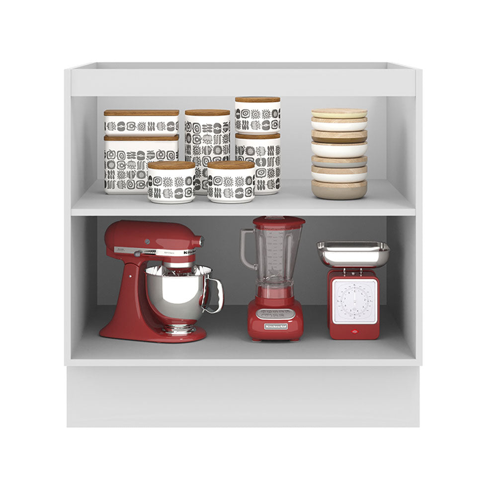 Balcão Madesa Lux 80 cm 2 Portas (Sem Tampo) Branco/Branco Veludo