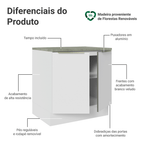 Balcão 80 x 60 cm 2 Portas (Com Tampo) Branco/Branco Veludo Lux Madesa
