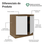 Balcão 80 x 60 cm 2 Portas (Com Tampo) Rustic/Branco Veludo Lux Madesa