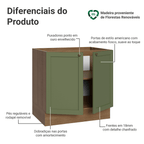 Balcão de Cozinha 80 x 60 cm 2 Portas (Sem Tampo) Rustic/Verde Vik Madesa