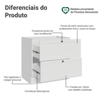 Balcão de Cozinha 80 x 60 cm 2 Gavetas (Sem Tampo) Branco Vik Madesa