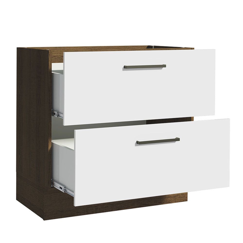 Balcão de Cozinha 80 x 60 cm 2 Gavetas (Sem Tampo) Rustic/Branco Agata Madesa