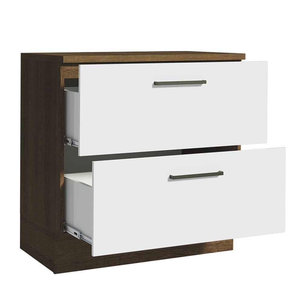 Balcão de Cozinha 80 x 60 cm 2 Gavetas (Com Tampo) Rustic/Branco Agata Madesa
