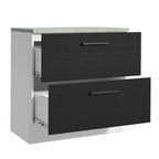 Balcão de Cozinha 80 x 60 cm 2 Gavetas (Com Tampo) Branco/Preto Agata Madesa