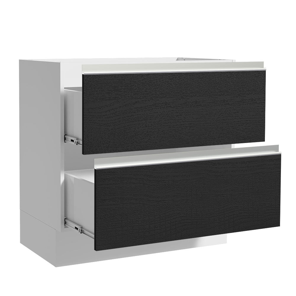 Balcão de Cozinha 80 x 60 cm 2 Gavetas (Sem Tampo) Branco/Preto Glamy Madesa