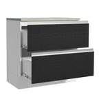 Balcão de Cozinha 80 x 60 cm 2 Gavetas (Com Tampo) Branco/Preto Glamy Madesa