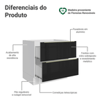 Balcão de Cozinha 80 x 60 cm 2 Gavetas (Sem Tampo) Branco/Preto Lux Madesa