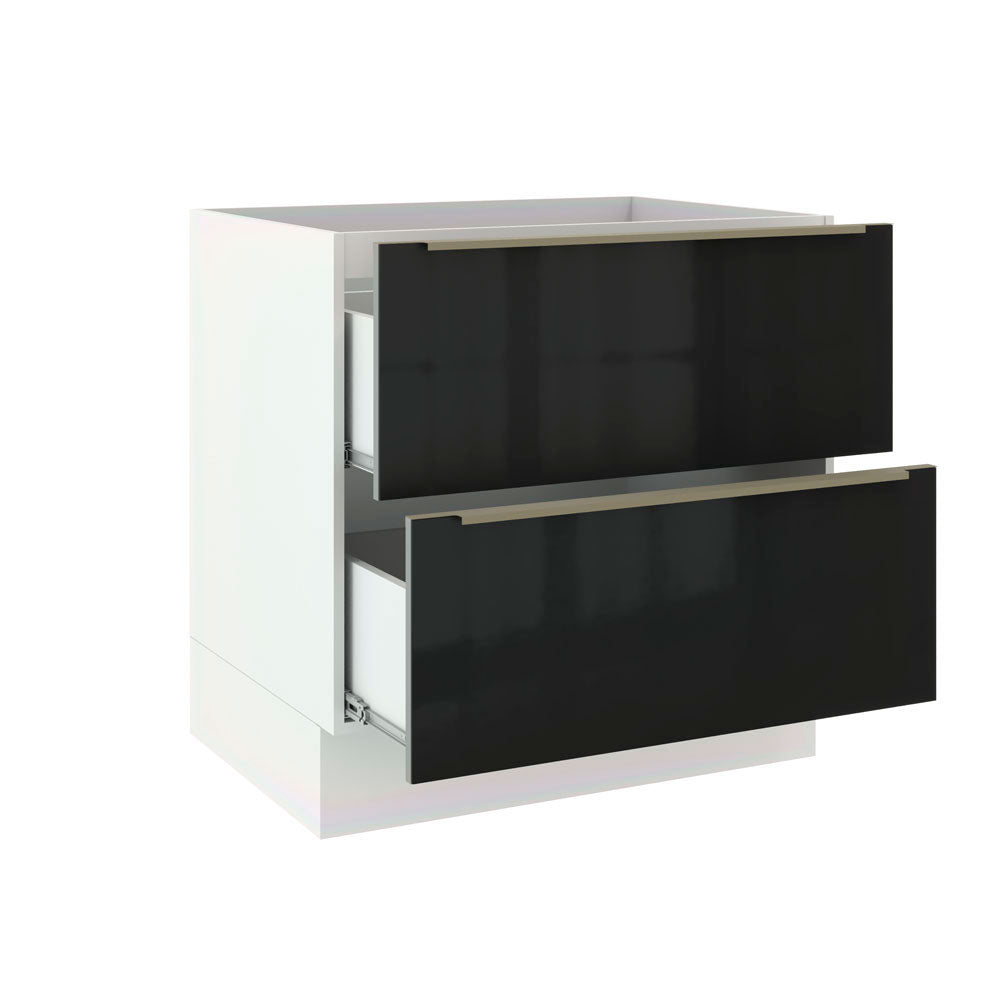 Balcão Madesa Lux 80 cm 2 Gavetas (Sem Tampo) Branco/Preto