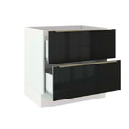Balcão Madesa Lux 80 cm 2 Gavetas (Sem Tampo) Branco/Preto