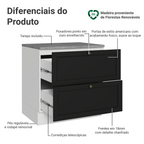 Balcão de Cozinha 80 x 60 cm 2 Gavetas (Com Tampo) Branco/Preto Vik Madesa