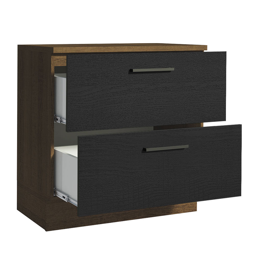 Balcão de Cozinha 80 x 60 cm 2 Gavetas (Com Tampo) Rustic/Preto Agata Madesa