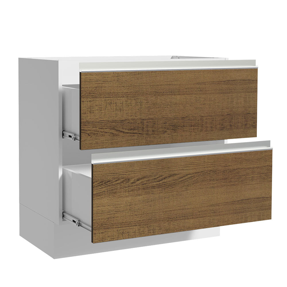 Balcão de Cozinha 80 x 60 cm 2 Gavetas (Sem Tampo) Branco/Rustic Glamy Madesa