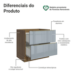 Balcão de Cozinha 80 x 60 cm 2 Gavetas (Sem Tampo) Rustic/Cinza Lux Madesa