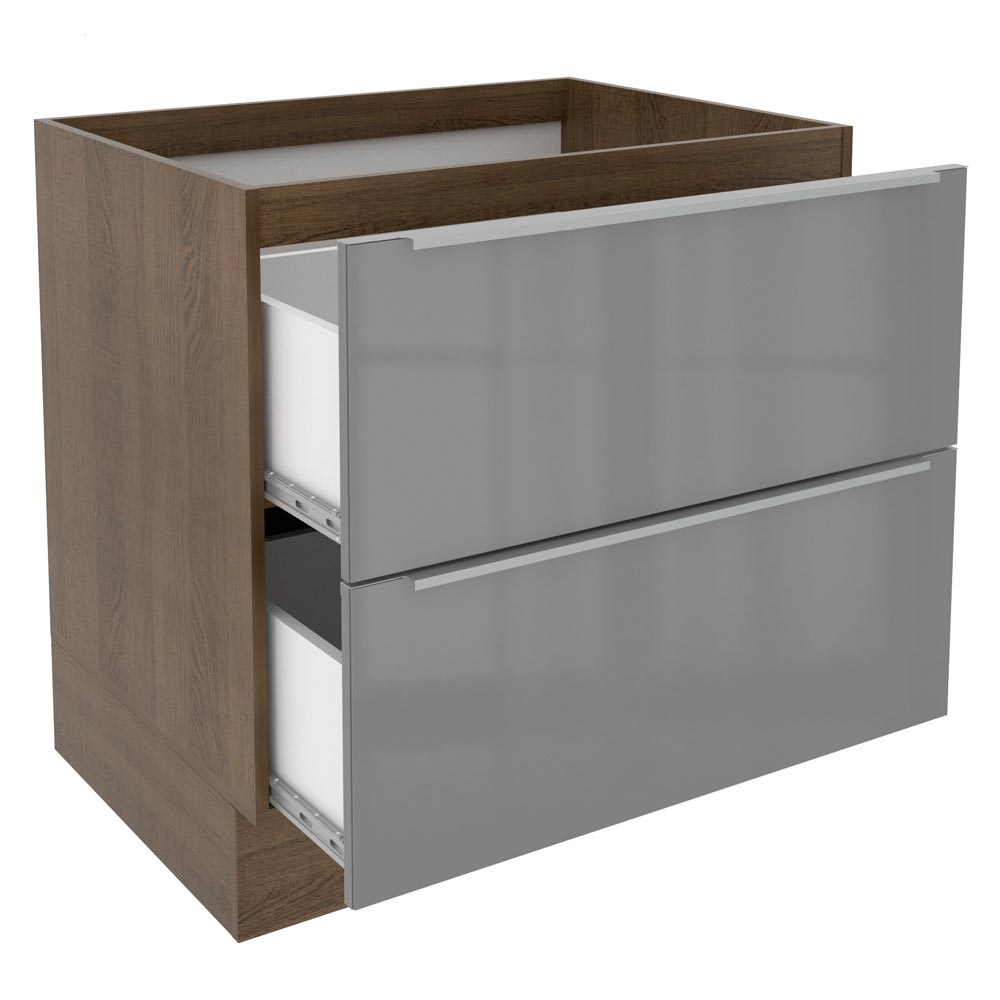 Balcão de Cozinha 80 x 60 cm 2 Gavetas (Sem Tampo) Rustic/Cinza Lux Madesa