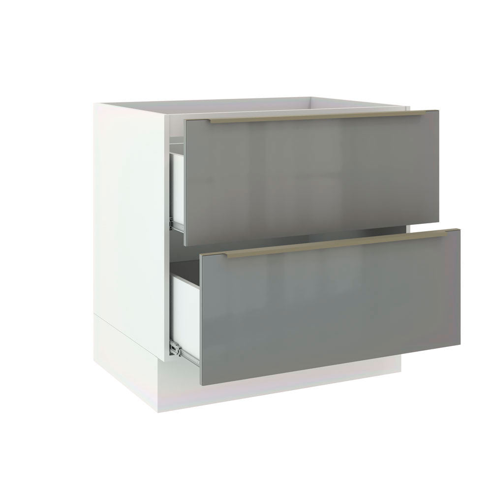 Balcão Madesa Lux 80 cm 2 Gavetas (Sem Tampo) Branco/Cinza