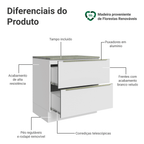Balcão 80 x 60 cm 2 Gavetas (Com Tampo) Branco/Branco Veludo Lux Madesa