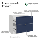 Balcão de Cozinha 80 x 60 cm 2 Gavetas (Sem Tampo) Branco/Azul Vik Madesa