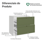 Balcão de Cozinha 80 x 60 cm 2 Gavetas (Sem Tampo) Branco/Verde Vik Madesa