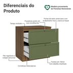 Balcão de Cozinha 80 x 60 cm 2 Gavetas (Com Tampo) Rustic/Verde Vik Madesa
