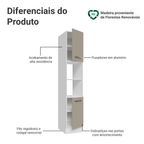 Paneleiro 40 x 60 cm 2 Portas e 2 Nichos Branco/Crema Agata Madesa