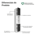 Paneleiro 40 x 60 cm 2 Portas e 2 Nichos Branco/Preto Lux Madesa