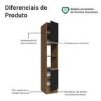 Paneleiro 40 x 60 cm 2 Portas e 2 Nichos Rustic/Preto Glamy Madesa