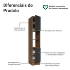 Paneleiro 40 x 60 cm 2 Portas e 2 Nichos Rustic/Preto Lux Madesa