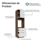 Torre Quente 60 x 60 cm 1 Porta 3 Gavetas Rustic/Branco Vik Madesa