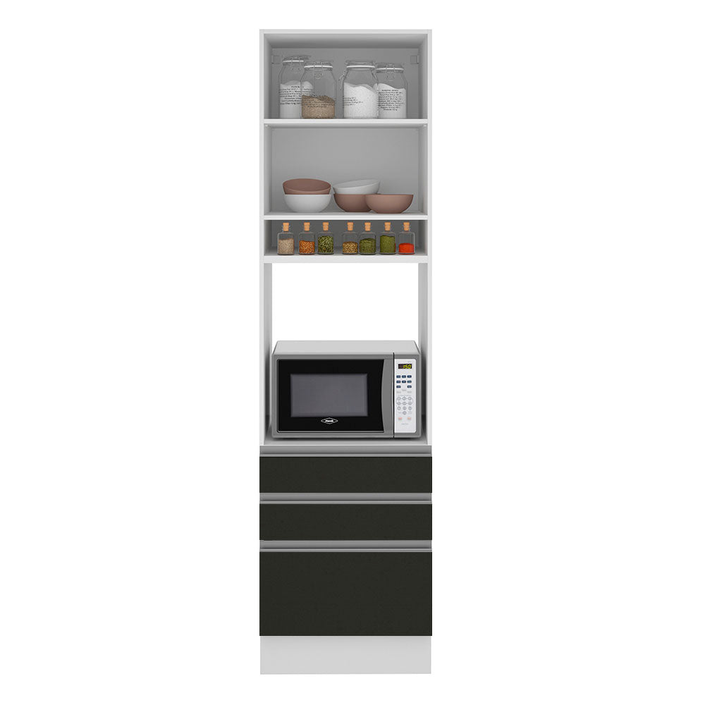 Torre Quente Madesa Glamy 60 x 60 cm 1 Porta 3 Gavetas Branco/Preto
