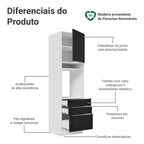 Torre Quente 60 x 60 cm 1 Porta 3 Gavetas Branco/Preto Lux Madesa
