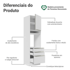 Torre Quente 60 x 60 cm 1 Porta 3 Gavetas Branco/Branco Veludo Lux Madesa