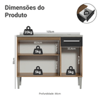 Balcão Gabinete com Pia 3 Portas e 1 Gaveta 105cm Rustic/Preto Emilly Madesa