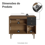 Balcão Gabinete 3 Portas 2 Gavetas Rustic/Preto Gourmet Madesa