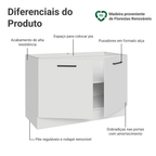 Balcão de Pia Madesa Agata 2 Portas Branco