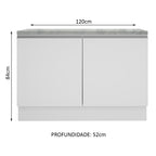 Balcão Madesa Glamy 120 cm 2 Portas (Com Tampo) Branco
