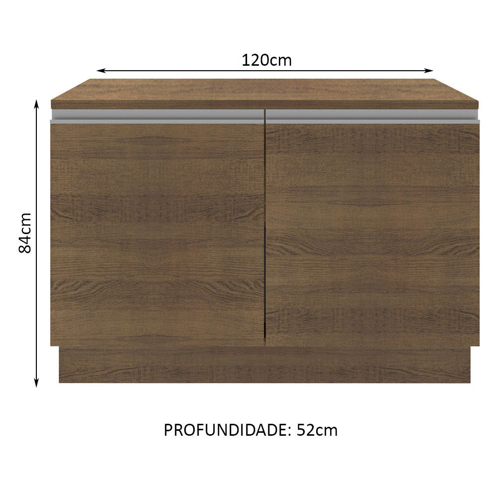 Balcão Madesa Glamy 120 cm 2 Portas (Com Tampo) Rustic