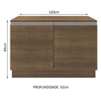 Balcão Madesa Glamy 120 cm 2 Portas (Com Tampo) Rustic