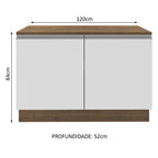 Balcão Madesa Glamy 120 cm 2 Portas (Com Tampo) Rustic/Branco
